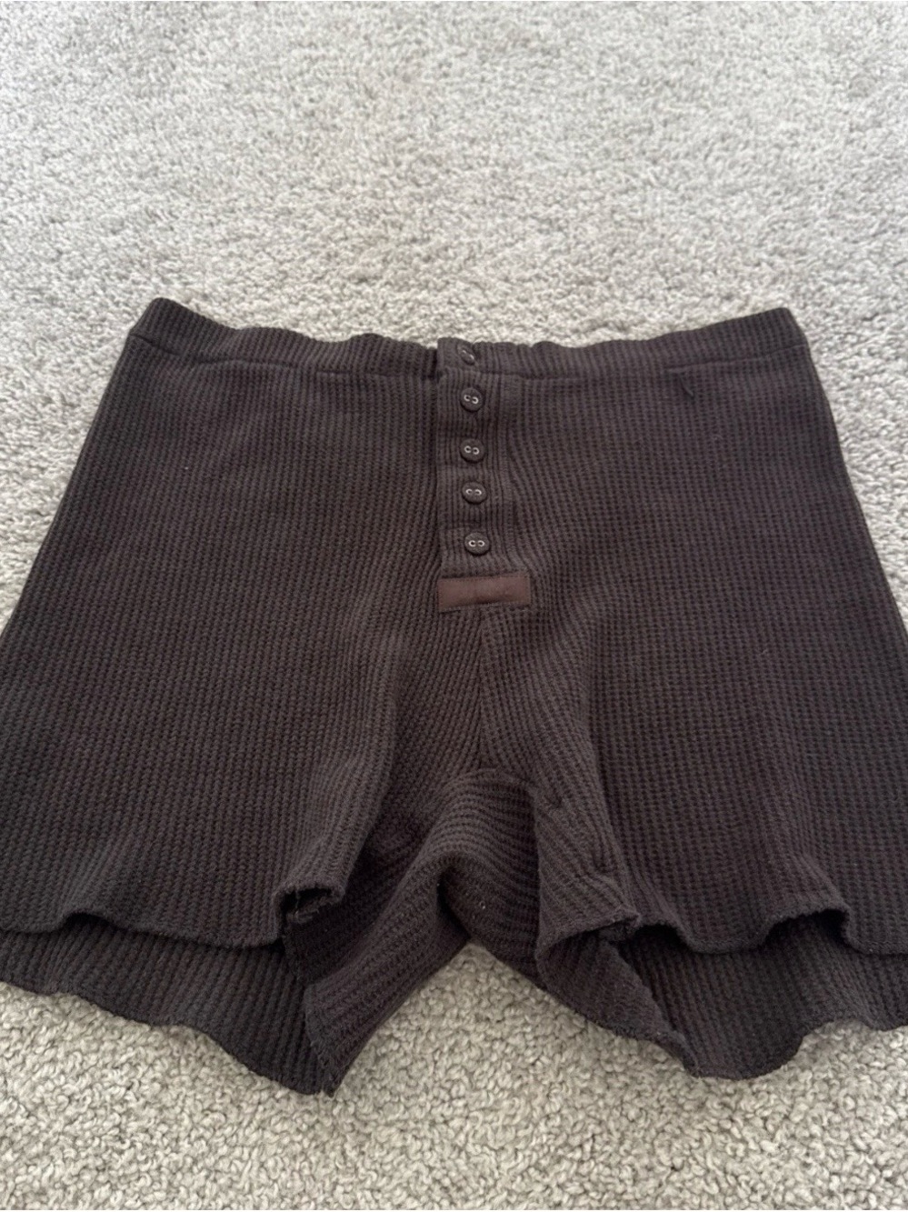Skims Waffle Boxershorts Womens Size M Brown Cozy Sleepwear Loungewear